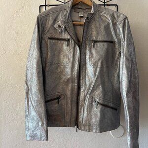 Chicos leather metallic jacket